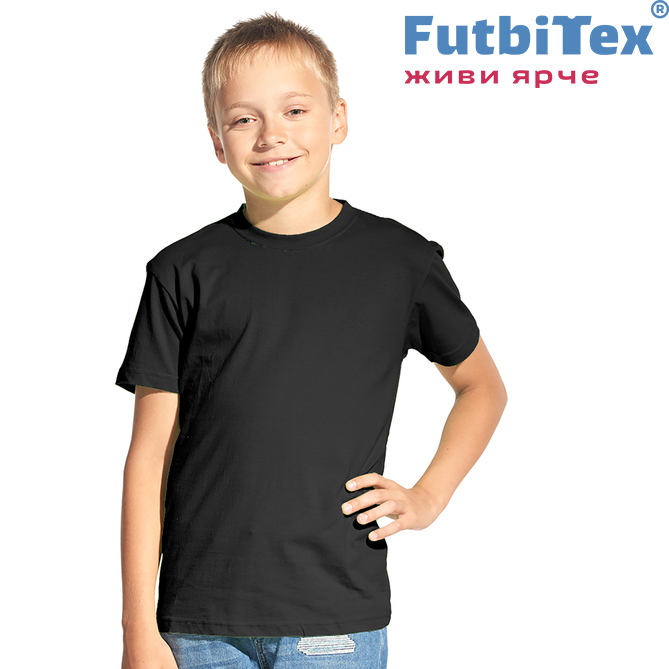 Футболка детская FutbiTex Evolution, хлопок, черная